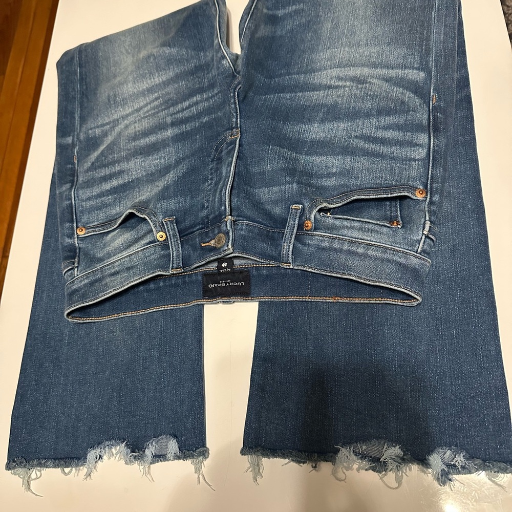 Lucky Brand Frayed Hem Blue Flare Jeans